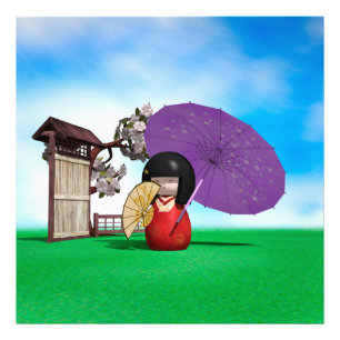 Japanische Kokeshi-Puppengestaltung für das Kinder Fotodruck