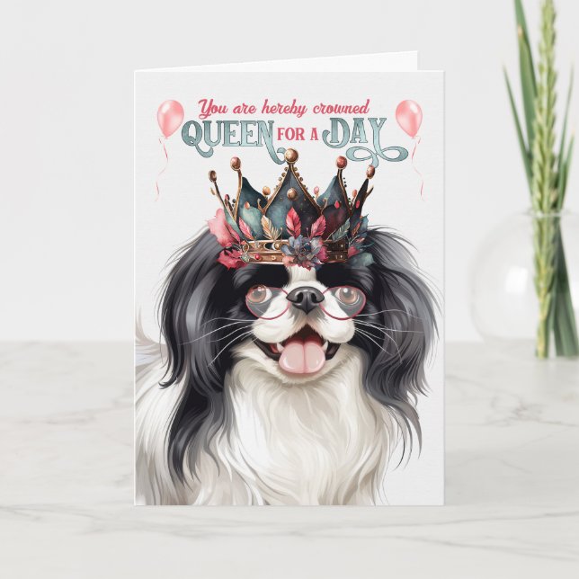 Japanische Königin für Hunde zum Geburtstag Karte (Vorderseite)