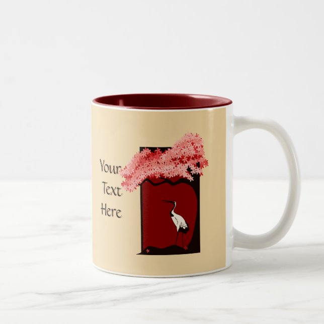 Japanische Kran-Tasse Zweifarbige Tasse (Rechts)
