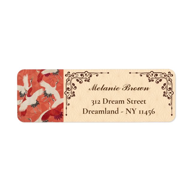 Japanische Krane Burnt Orange Kimono Kunst (Vorne)