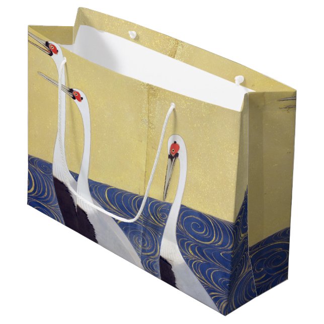 Japanische Krane (Detail), Kiitsu Große Geschenktüte (Vorderseite Schrägansicht)