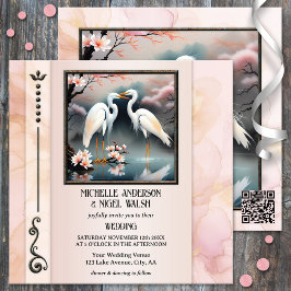 Japanische Krane Egret Romantische Hochzeit Einladung