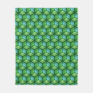 Japanische Krane, Jade Green und Light Blue Fleecedecke