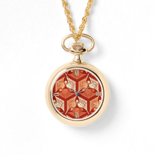 Japanische Krane, Mandarin und leichte Orange Armbanduhr