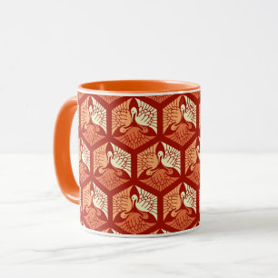 Japanische Krane, Mandarin und leichte Orange Tasse