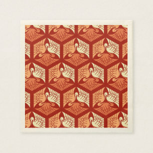 Japanische Kräne, Mandarine und Hellorangees Serviette