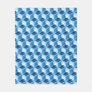 Japanische Krane, Marine, Weiß und Light Blue Fleecedecke