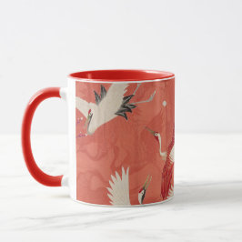 Japanische Krane Red Kimono Zwei-Tonen-Tasse Tasse