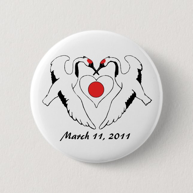 Japanische Kräne u. Button (Vorderseite)