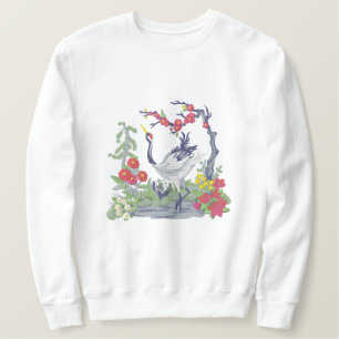 Japanische Kranszene Besticktes Sweatshirt