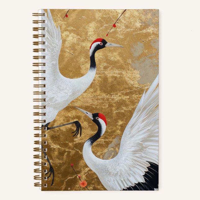 Japanische Kranvögel Notizbuch (Vorderseite)