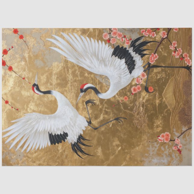 Japanische Kranvögel Seidenpapier (Vorderseite)