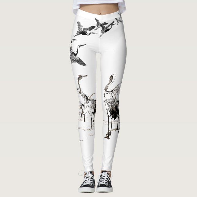 Japanische Kranwild-Vogelschutzgebiete Leggings (Vorderseite)
