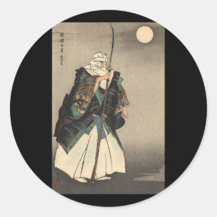Japanische Kriegers-Malerei. Circa 1922 Runder Aufkleber