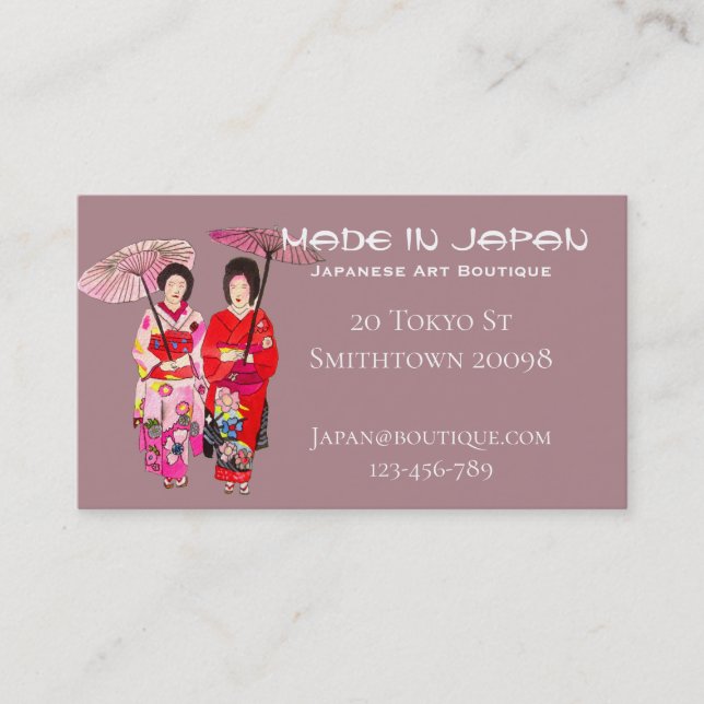 Japanische Kunst-Boutique-Shop niedlich japanische Visitenkarte (Vorderseite)