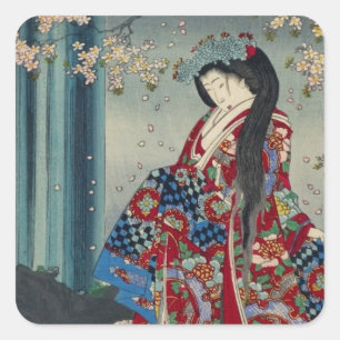 Japanische Kunst-cooler Klassiker Quadratischer Aufkleber