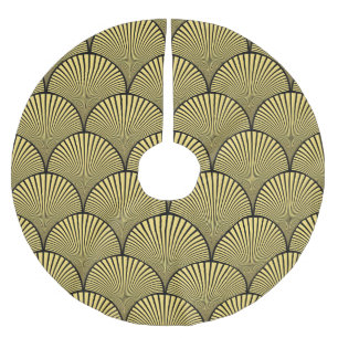 Japanische Kunst-Deco: Black Gold Design Polyester Weihnachtsbaumdecke