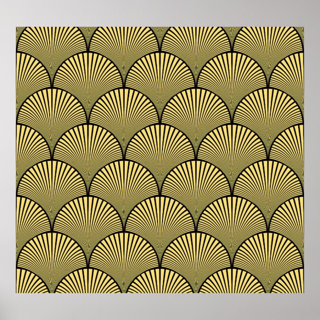Japanische Kunst-Deco: Black Gold Design Poster (Vorne)