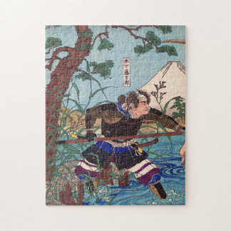 Japanische Kunst - ein Samurai bereit anzugreifen