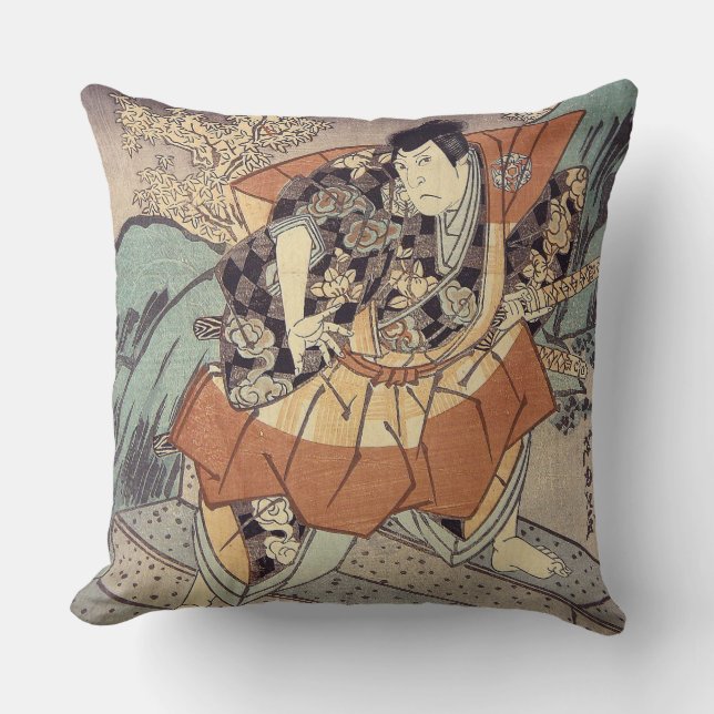 Japanische Kunst - ein Samurai in der Kissen (Vorderseite)