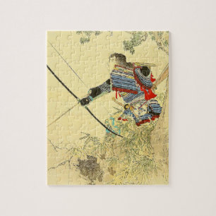 Japanische Kunst - Ein Samurai mit einem Langbogen