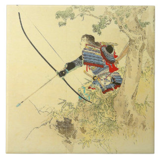 Japanische Kunst - ein Samurai mit einem Longbow Fliese