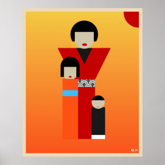 Japanische Kunst für Mutter und Kinder Poster