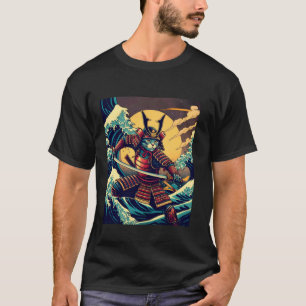 Japanische Kunst Fusion Retro Samurai Katze und Gr T-Shirt