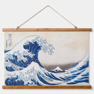 Japanische Kunst - Große Welle - Katsushika Hokusa Wandteppich Mit Holzrahmen