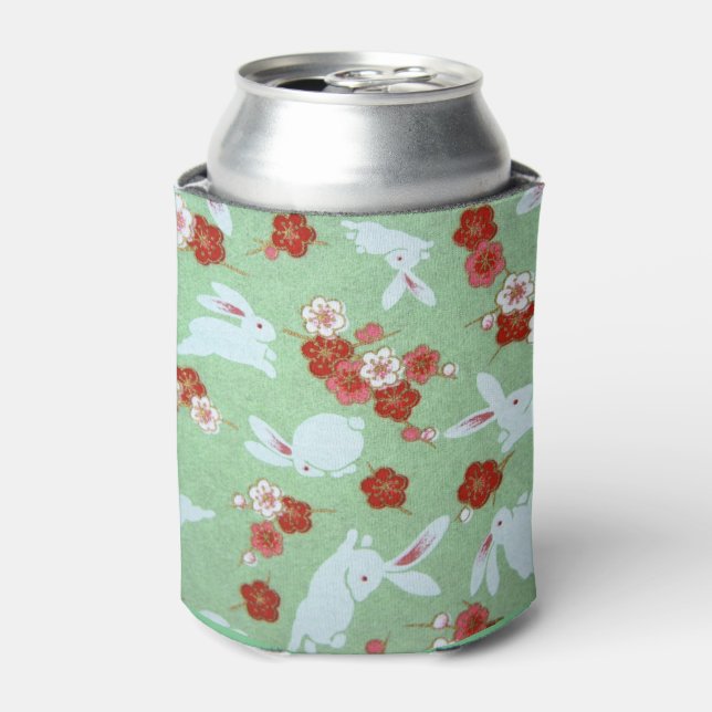 Japanische Kunst: Grüne Sakuras und Kaninchen könn Dosenkühler (Kanne Vorderseite)
