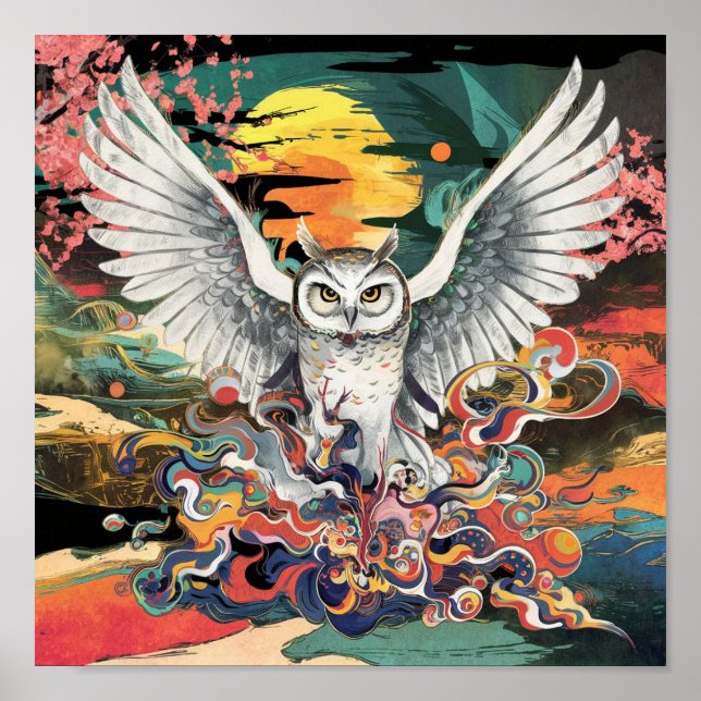Japanische Kunst Inspiriert Bird-Wall-Poster Poster (Vorne)