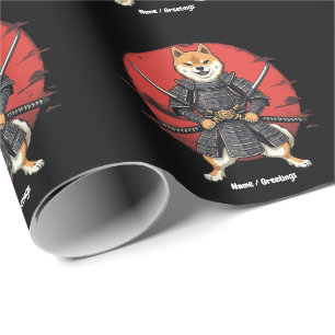 Japanische Kunst Shiba Inu Samurai Grafik Design Geschenkpapier