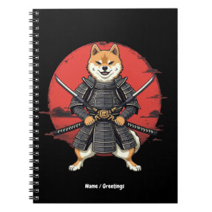 Japanische Kunst Shiba Inu Samurai Grafik Design Notizblock