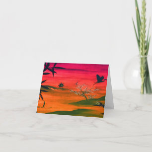 JAPANISCHE KUNST SONNENUNTERGANG DANKE-SCHÖN-KARTE KARTE