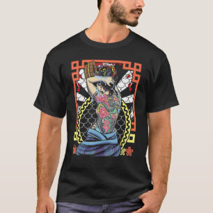 Japanische Kunstwerke Geisha Schlange Blume T-Shirt