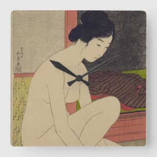 Japanische Lady nach Bath Accent Clock Quadratische Wanduhr
