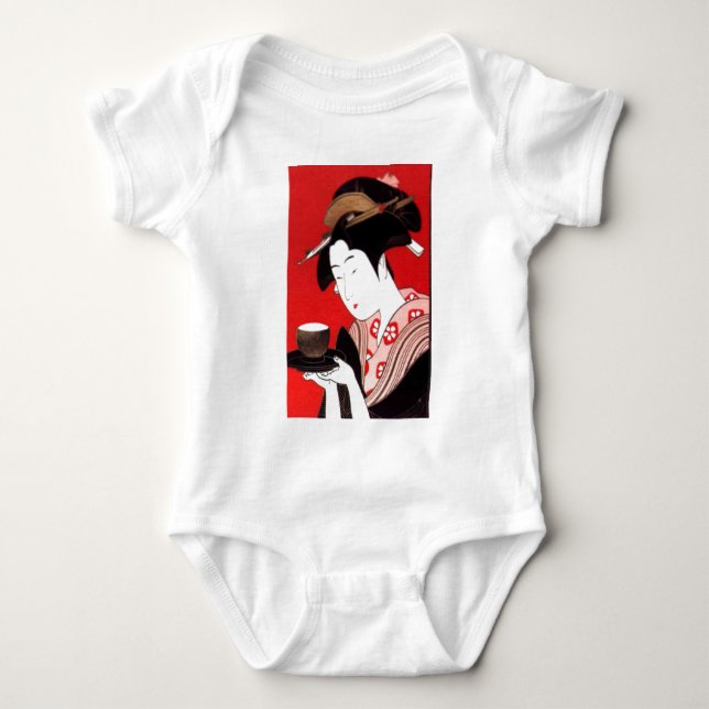 Japanische Lady Tea Bewirtung der Zeremonie Kunstd Baby Strampler (Vorderseite)