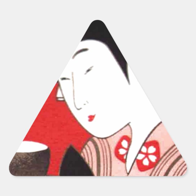 Japanische Lady Tea Bewirtung der Zeremonie Kunstd Dreieckiger Aufkleber (Vorderseite)
