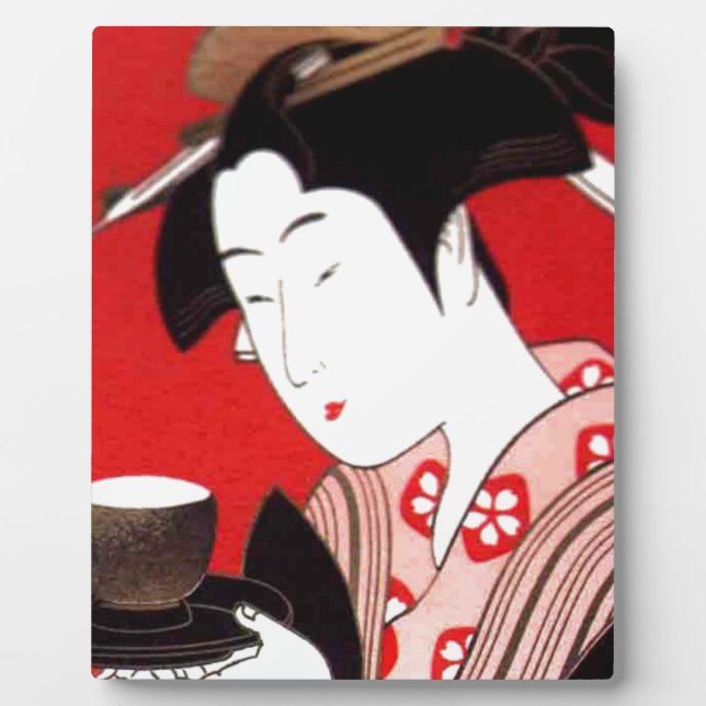 Japanische Lady Tea Bewirtung der Zeremonie Kunstd Fotoplatte (Vorderseite)