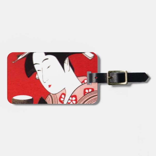 Japanische Lady Tea Bewirtung der Zeremonie Kunstd Gepäckanhänger (Vorderseite horizontal)