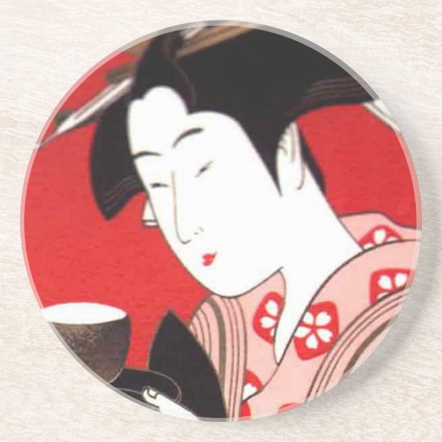 Japanische Lady Tea Bewirtung der Zeremonie Kunstd Getränkeuntersetzer (Vorne)