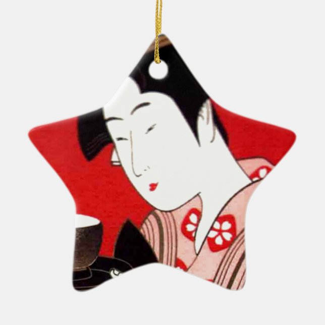 Japanische Lady Tea Bewirtung der Zeremonie Kunstd Keramikornament (Vorne)