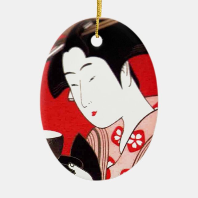 Japanische Lady Tea Bewirtung der Zeremonie Kunstd Keramikornament (Vorne)