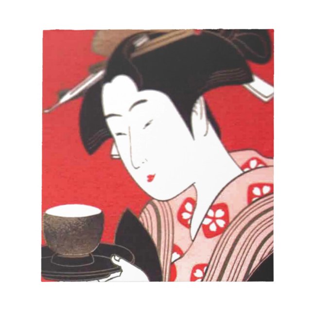 Japanische Lady Tea Bewirtung der Zeremonie Kunstd Notizblock (Vorderseite)