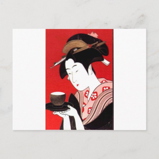Japanische Lady Tea Bewirtung der Zeremonie Kunstd Postkarte (Vorderseite)