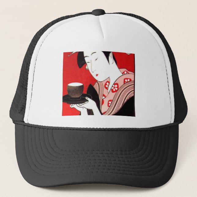 Japanische Lady Tea Bewirtung der Zeremonie Kunstd Truckerkappe (Vorderseite)
