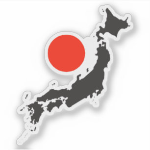 Japanische Landkarte Kontur mit rotem Kreis Aufkleber
