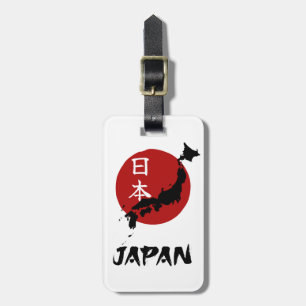 Japanische Landkarte mit roter Sonnendekoration Gepäckanhänger