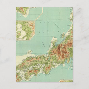 Japanische Landkarte mit Schifffahrtsrouten Postkarte