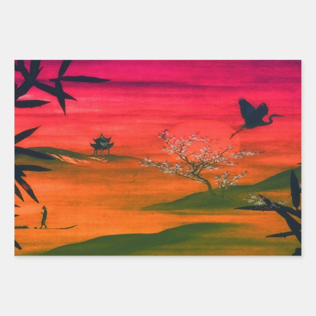 JAPANISCHE LANDSCAPE ART GESCHENKPAPIER SET (Vorderseite)